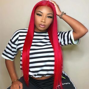 13x4 Straight Red HD Lace Front Human Hair Wig