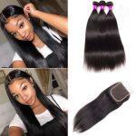 4x4 5x5 6x6 HD Lace Closure With Bundles Straight 3 Bundles With Closure