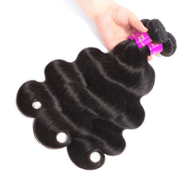 Body Wave Human Hair 3 Bundles with HD Lace Frontal for Full Head