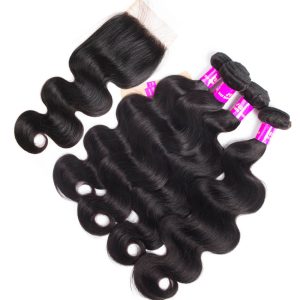 Brazilian Body Wave 4 Bundles With 4x4 HD Lace Closure High Quality Brazilian Virgin Hair With Closure