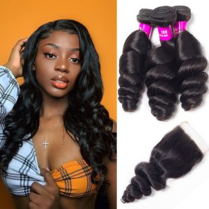 Loose Wave 3 Bundles With 4x4 HD Lace Closure