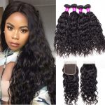 Water Wave Hair 4 Bundles With 4x4 HD Lace Closure High Quality Brazilian Virgin Hair Extensions With Closure