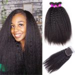 Kinky Straight Virgin Hair 3 Bundles With 4x4 HD Lace Closure