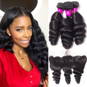 Loose Wave Virgin Hair 3 Bundles With 13x4 HD Lace Frontal Ear to Ear Lace Frontal