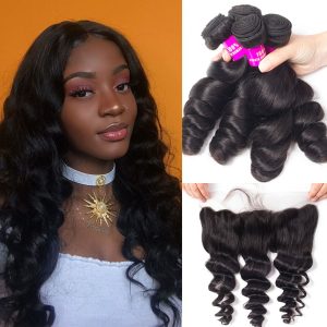 Loose Wave 4 Bundles With 13x4 HD Lace Frontal