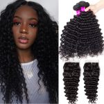 Deep Wave 4 Bundles With 4x4 HD Lace Closure High Quality Brazilian Virgin Hair With Closure