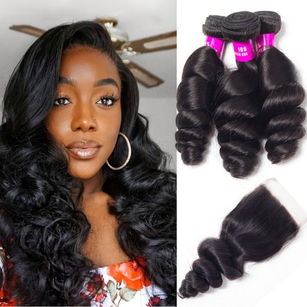 Loose Wave 3 Bundles With 5??5 HD Lace Closure Brazilian Virgin Human Hair Deals