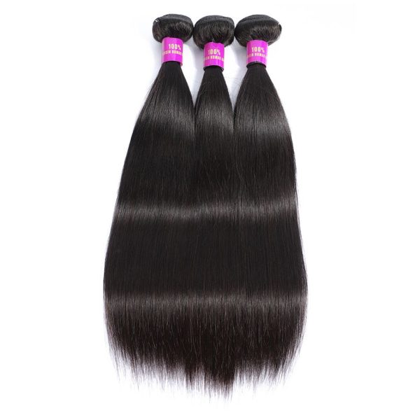 Straight Human Hair 13x4 HD Lace Frontal With 3 Bundles Silk Straight With Frontal