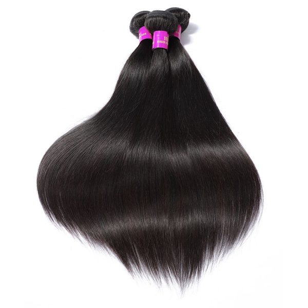 Straight Human Hair 13x4 HD Lace Frontal With 3 Bundles Silk Straight With Frontal