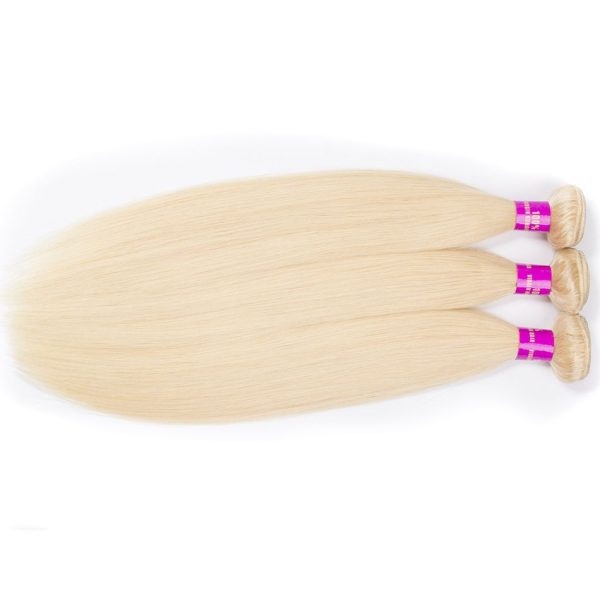 613 Blonde Straight 3 Bundles Brazilian Virgin Hair Extensions