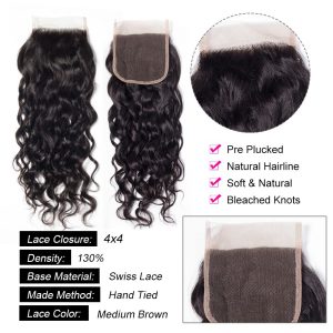 Water Wave 4x4 Lace Closure Wet and Wavy Closure