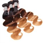 12A Body Wave Hair Ombre 1B/4/27 3Bundles With Free Part Closure