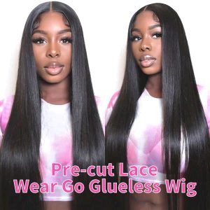 4x6 HD Lace Glueless Straight Wig Pre-bleached Straight Hair Wear Go Glueless Wig Pre-cut HD Lace Pre-plucked