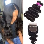 6x6 HD Lace Closure With 3 Bundles Brazilian Body Wave Hair