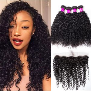 Brazilian Curly Wave Virgin Hair 4 Bundles With 13x4 HD Lace Frontal 100% Unprocessed Human Hair Extensions