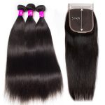 Straight 3 Bundles With 5x5 HD Lace Closure Brazilian Virgin Human Hair Deals