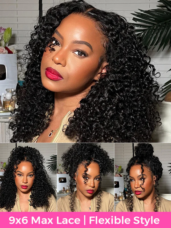 Pre-cut 9x6 Lace M-cap Wear Go Glueless Mini Knots Kinky Curly Hair HD Lace Front Wig Pre-plucked