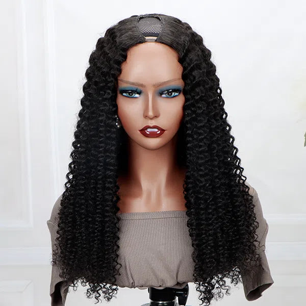 Wear And Go U Part Wig Afro Kinky Curly Human Hair Glueless Wigs