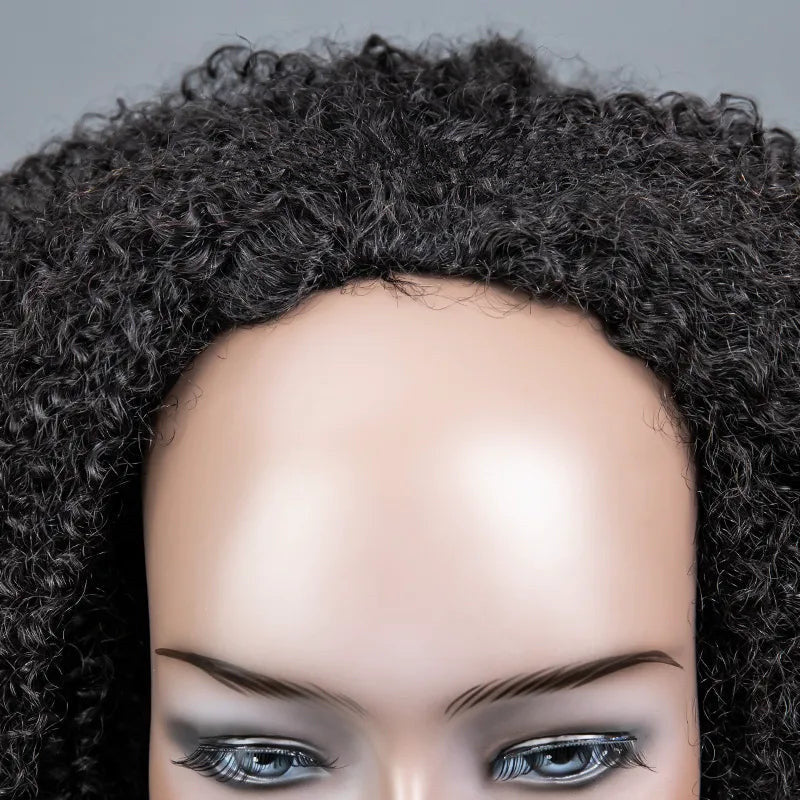 Medium Salt And Pepper Afro Curly Human Hair 3 In 1 Half Wig Ready To Go Wig For Older Women - Image 11