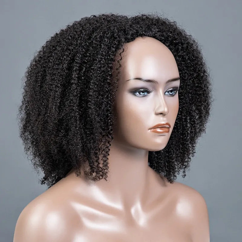 Medium Salt And Pepper Afro Curly Human Hair 3 In 1 Half Wig Ready To Go Wig For Older Women - Image 9