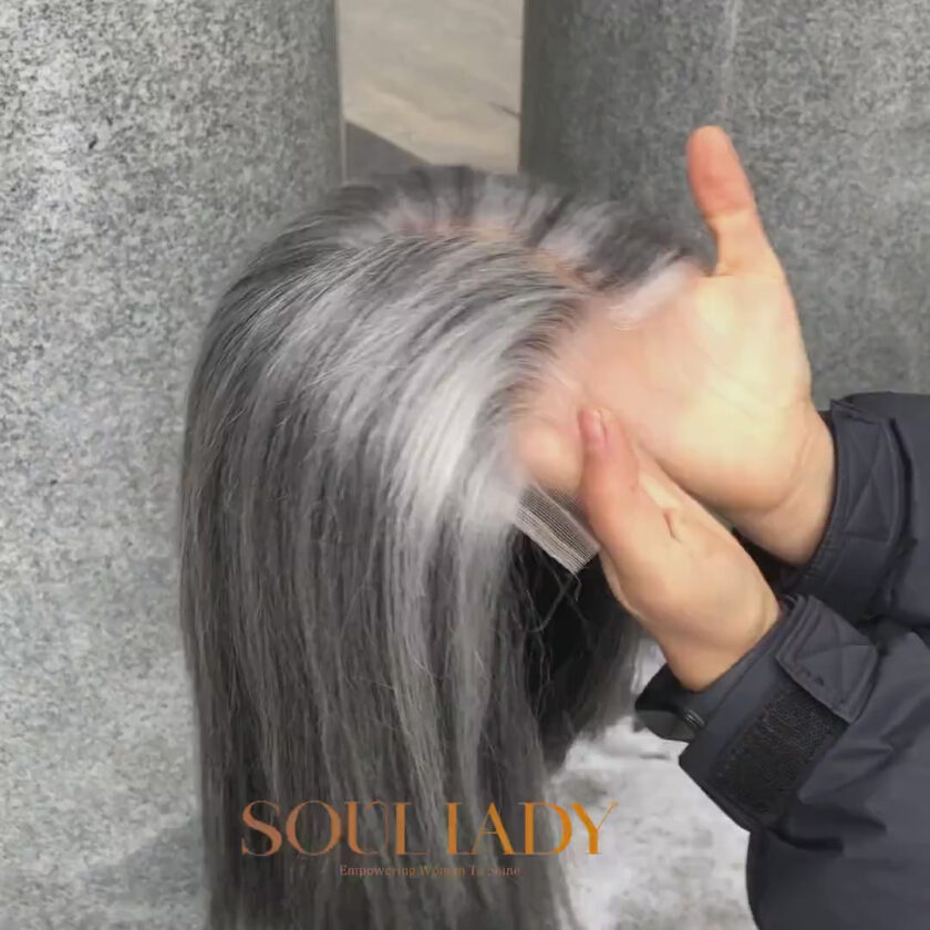 Salt And Pepper Straight Bob Wig For Seniors More Grey Real Human Hair 5x5 HD Lace Wigs For Women Over 50 - Image 6