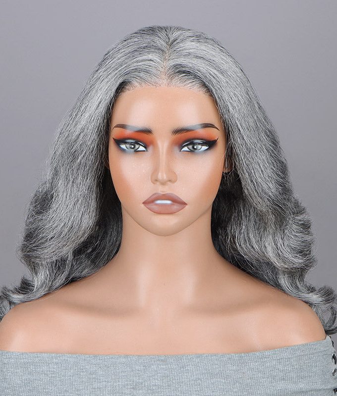 Timeless Body Wave 9x6 Glueless Wigs Standard Salt and Pepper Human Hair For Older Women