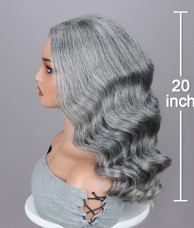 Timeless Body Wave 9x6 Glueless Wigs Standard Salt and Pepper Human Hair For Older Women
