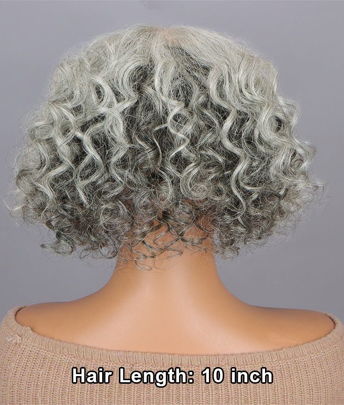 Salt And Pepper Hair Topper 5"x5" Swiss Lace Closure Bouncy Curly Hair Top Hair Pieces