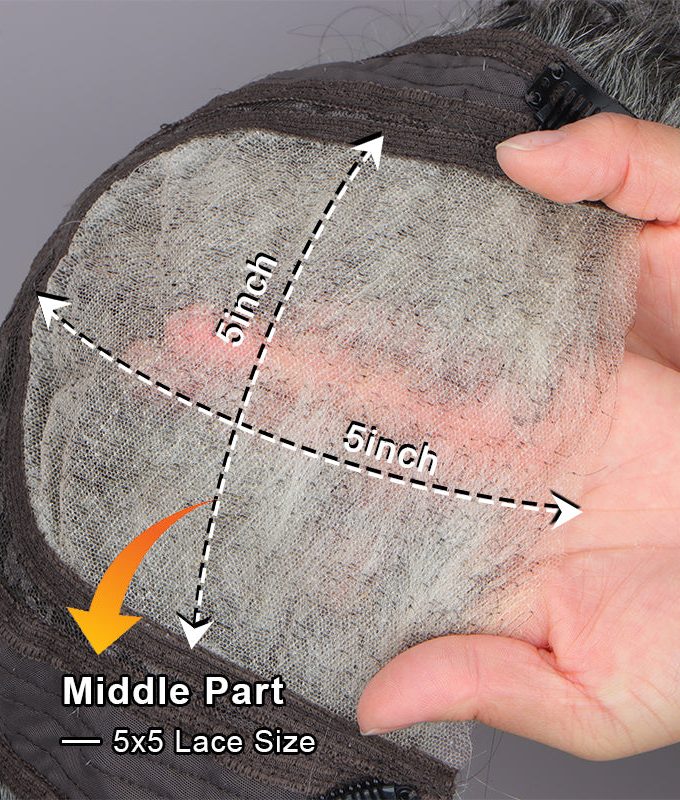 Salt And Pepper Hair Topper 5"x5" Swiss Lace Closure Bouncy Curly Hair Top Hair Pieces