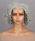 Salt And Pepper Hair Topper 5"x5" Swiss Lace Closure Bouncy Curly Hair Top Hair Pieces
