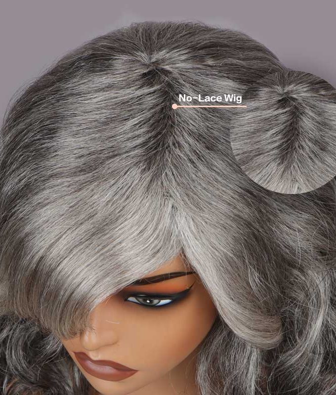 Salt And Pepper Wig Body Wave Real Silver Grey Human Hair Glueless Wigs For Women
