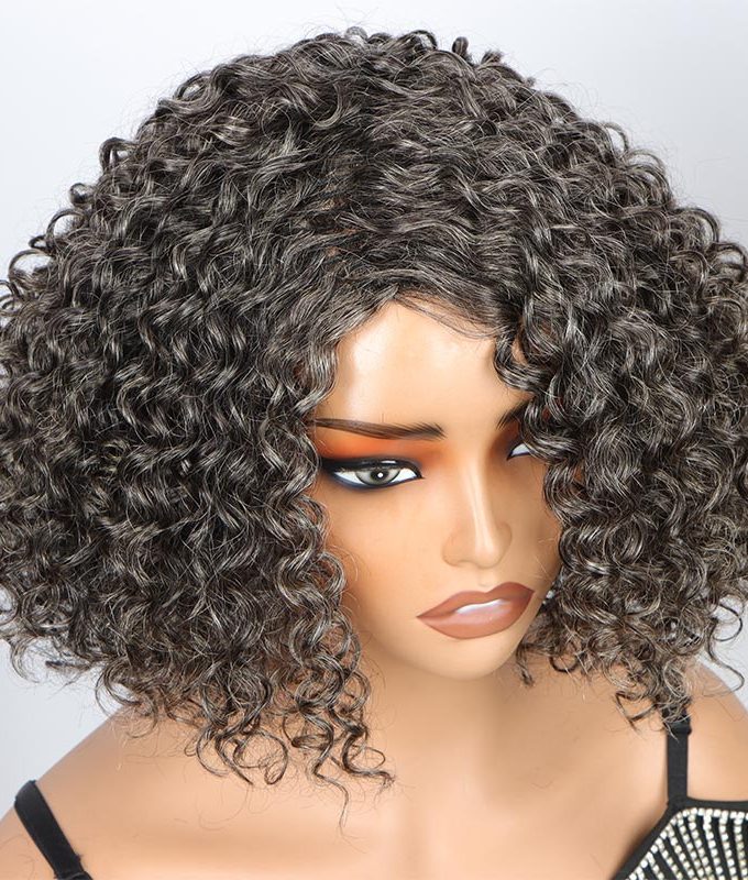 Beginner Friendly Medium Salt And Pepper Bob Curly Wig Human Hair Wear And Go Glueless Wig