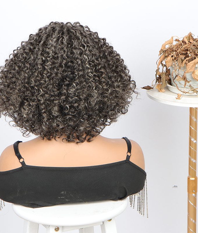 Beginner Friendly Medium Salt And Pepper Bob Curly Wig Human Hair Wear And Go Glueless Wig