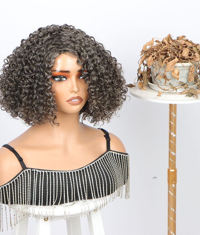Beginner Friendly Medium Salt And Pepper Bob Curly Wig Human Hair Wear And Go Glueless Wig