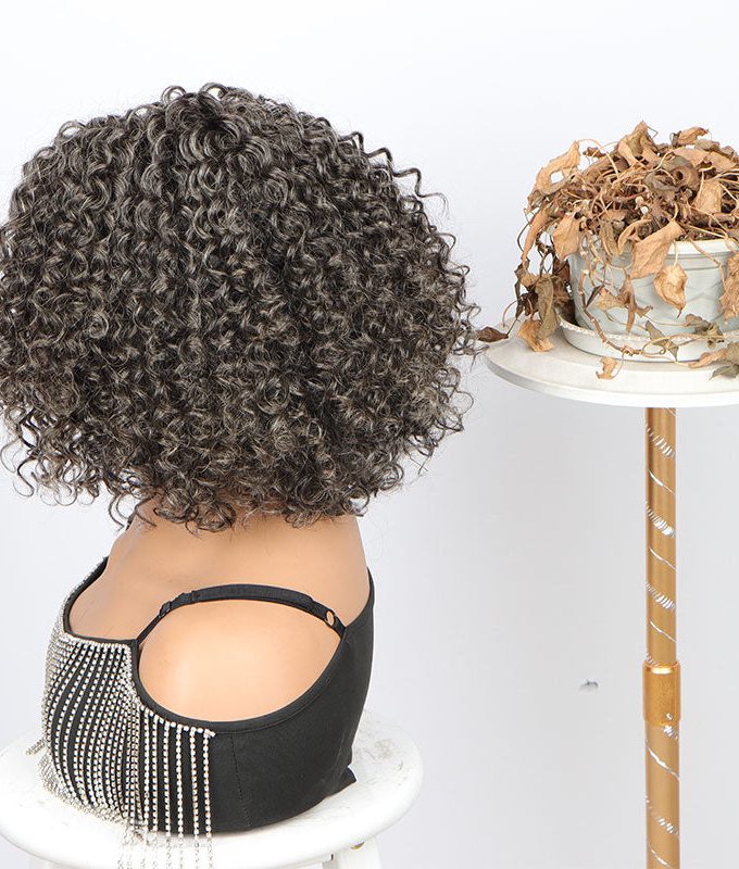 Beginner Friendly Medium Salt And Pepper Bob Curly Wig Human Hair Wear And Go Glueless Wig
