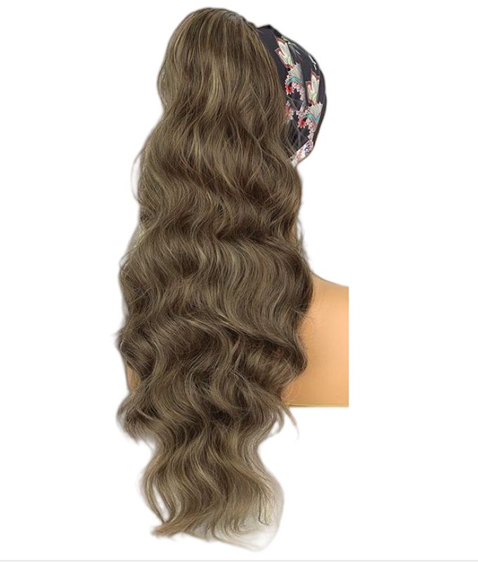 Brownish Grey Body Wave Drawstring Ponytail Hair Human Hair Extensions