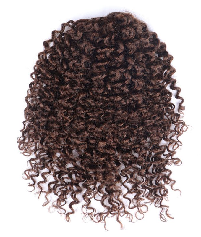 Brownish Grey Curly Hair Drawstring Ponytail Hair Human Hair Extensions