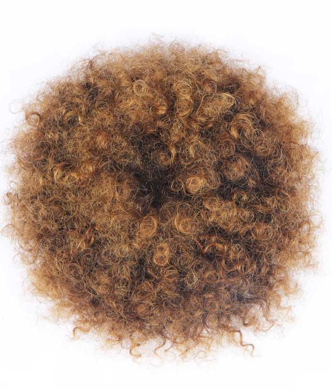 Ombre Brown Jerry Curly Hair Puff Real Human Hair T2/30 Caramel Brown Drawstring Ponytails
