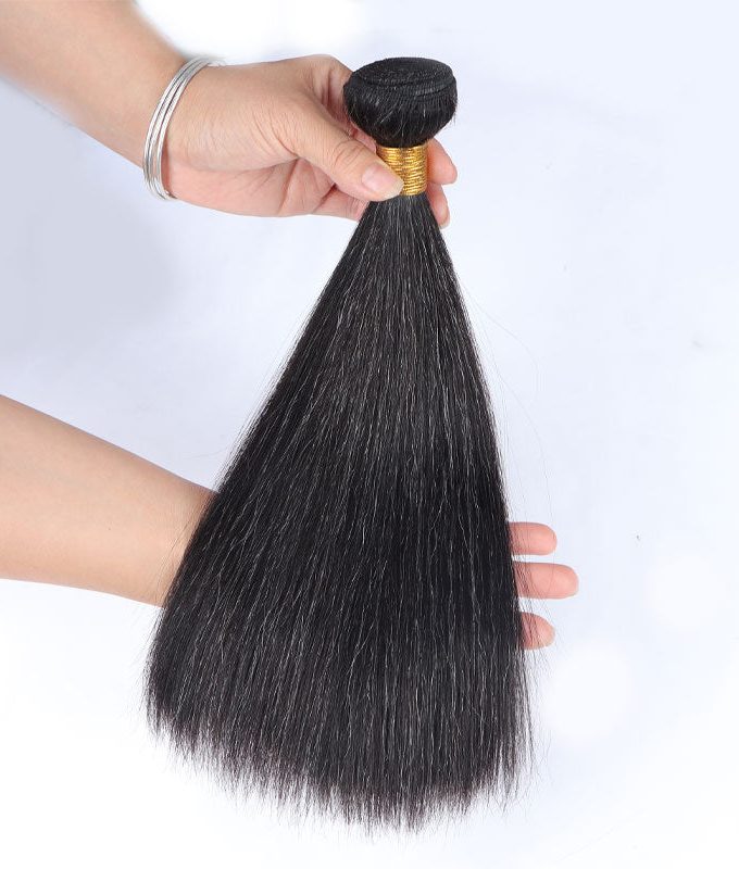Dark Salt and Pepper Straight Hair 1/2/3/4 Bundles 12-14 inch Grey Human Hair Extensions
