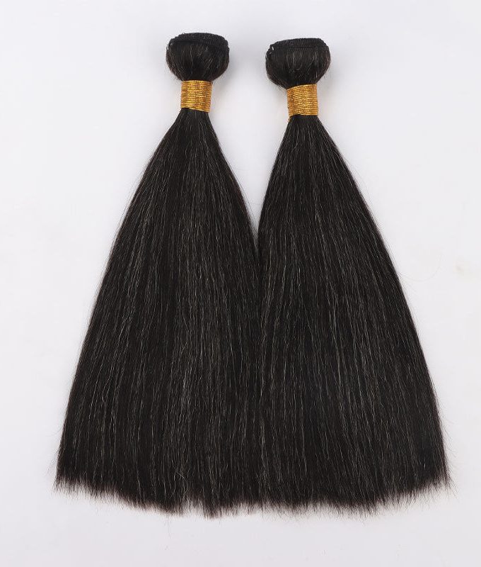 Dark Salt and Pepper Straight Hair 1/2/3/4 Bundles 12-14 inch Grey Human Hair Extensions