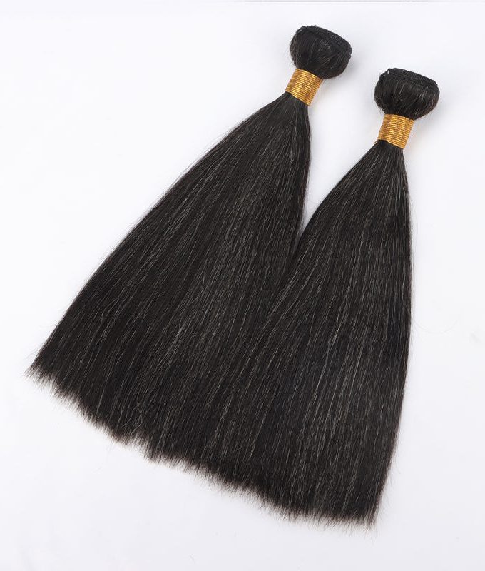 Dark Salt and Pepper Straight Hair 1/2/3/4 Bundles 12-14 inch Grey Human Hair Extensions