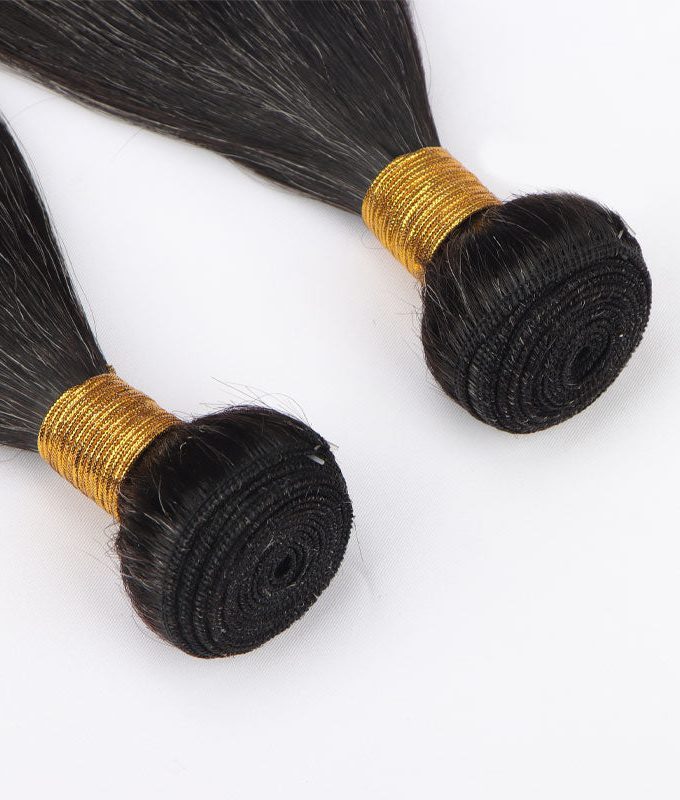 Dark Salt and Pepper Straight Hair 1/2/3/4 Bundles 12-14 inch Grey Human Hair Extensions