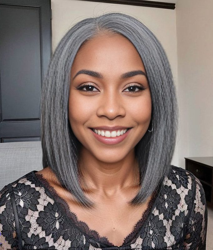 Salt & Pepper Yaki Straight Clip In Human Hair Extensions Kinky Straight Human Hair Blow Out Hair Clip Ins Hair Extensions