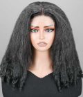 Kinky Straight & Curly 2-in-1 Hairstyle Dark Salt And Pepper Human Hair 5x5 Lace Closure Wig for Women