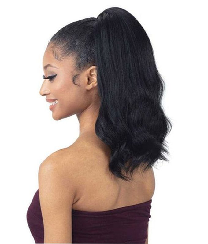 Natural Black Body Wave Drawstring Ponytail Hair Human Hair Extensions