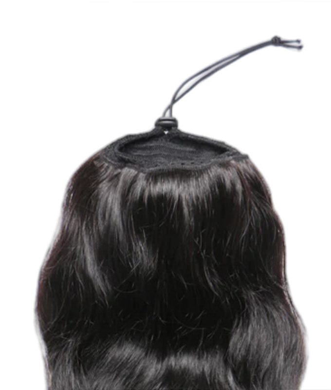 Natural Black Body Wave Drawstring Ponytail Hair Human Hair Extensions
