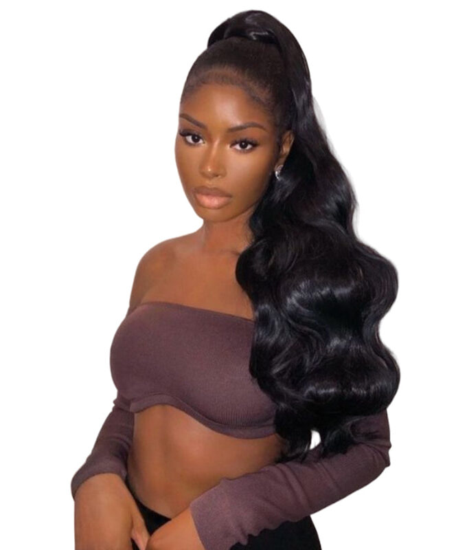 Natural Black Body Wave Drawstring Ponytail Hair Human Hair Extensions