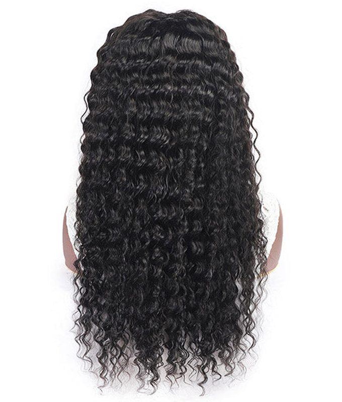 Natural Black Deep Wave 100% Human Hair Headband Wig For Black Women