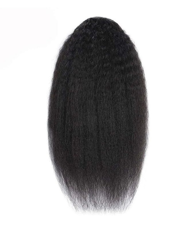 Natural Black Kinky Straight Drawstring Ponytail Human Hair Extensions