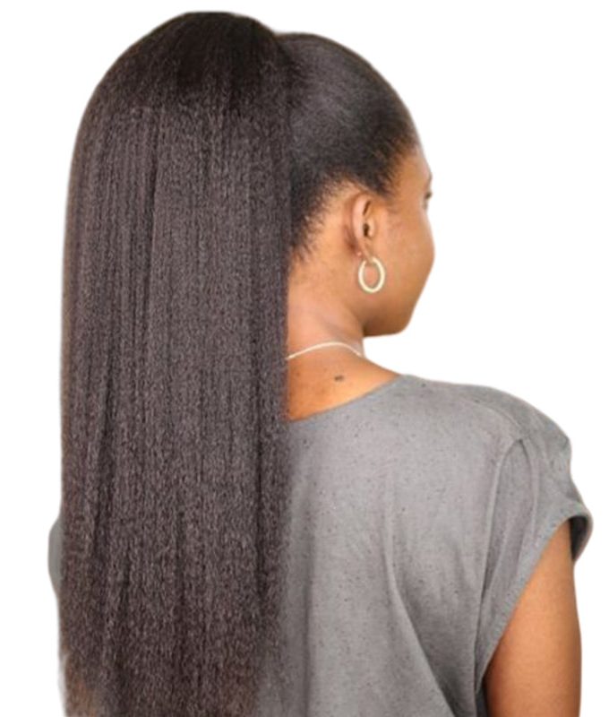 Natural Black Kinky Straight Drawstring Ponytail Human Hair Extensions
